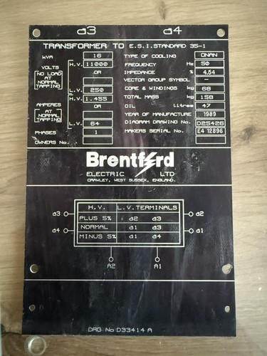 Vintage transformer data plate - transformer,