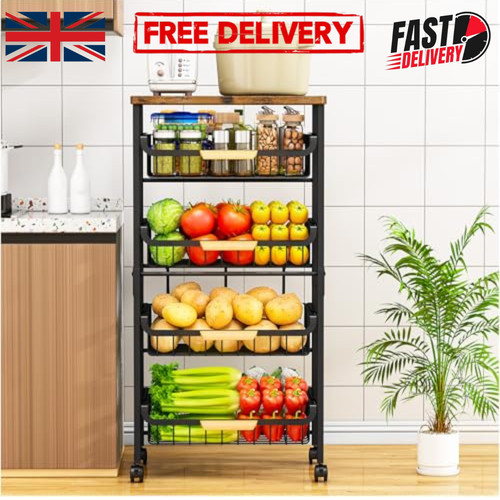 Tier kitchen trolley on - 5-tier,