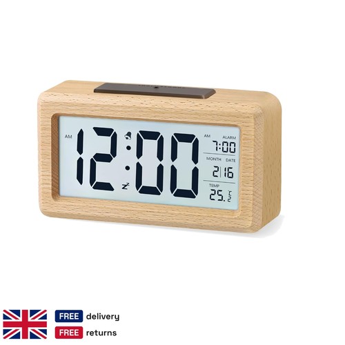 Solid beech wood digital alarm - beech,