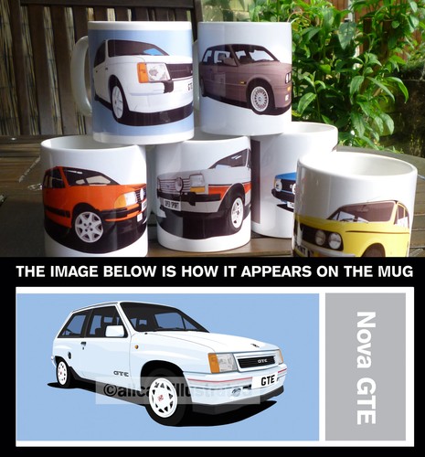 Vauxhall nova gte car art - car, mug