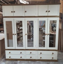 HANDMADE COUNTRY MIRRORED 5 DOOR SHELVED WITH TOPBOX (NOT FLATPACKED)