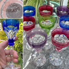?John WALSH DIAMOND DIAMOND CUT CRYSTAL Coloured Fruiting Vine SHERRY Glass 6”