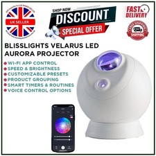 BlissLights Velarus Aurora Galaxy Projector - LED Laser Star Night Light UK Plug