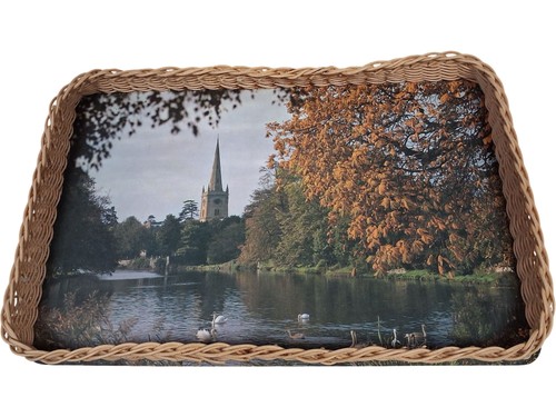Vintage wicker serving tray - vintage,