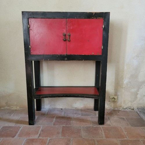 Vintage red french cupboard - a,
