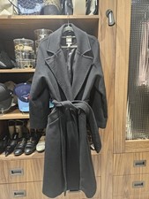 H&M Belted Wool CoatBlack, Long Double-Breasted, Size XS 8/10