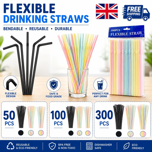 100 300 straws flexible - straws, bendy