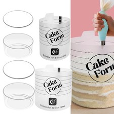 2pcs Acrylic Cake Mold, Round Mousse Cake Form Adjustable Cake Ring Bakery NEW