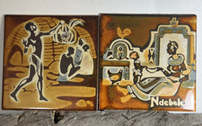 Pair Of Pilkington Lieberman Ndebele Tiles Showing South African Scenes