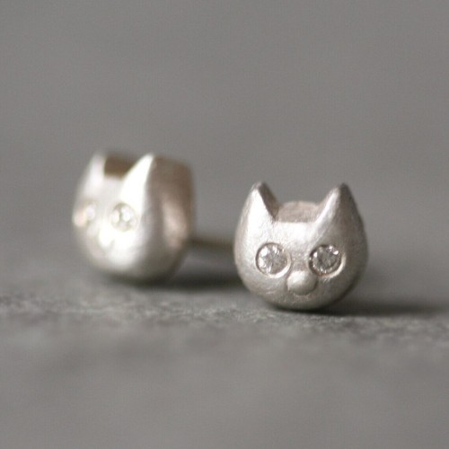 Baby kitten stud - earrings, with