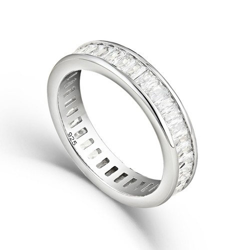 Sterling silver baguette cut - silver,