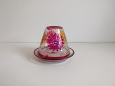 Yankee Candle Floral Crackle Glass Shade With Plate