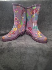 Girla Lilac Floral Wellington Boots Size Uk 3