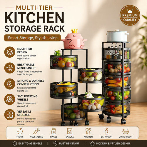 Tier kitchen rotating rack - kitchen,