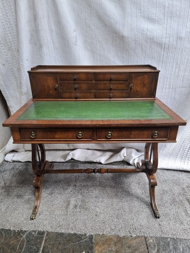 Antique mahogany leather top - leather,