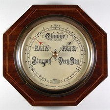 SHORT & MASON large classic mahogany cased aneroid barometer 6 inch dial, 1947