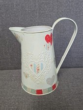Vintage Metal Pitcher Jug Watering Can Heart & Floral Design 22cm Karen Davis