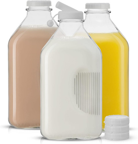 Glass milk bottles with - glass,