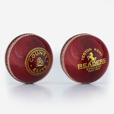 Readers County Elite Red Leather Cricket Ball - Free P&P