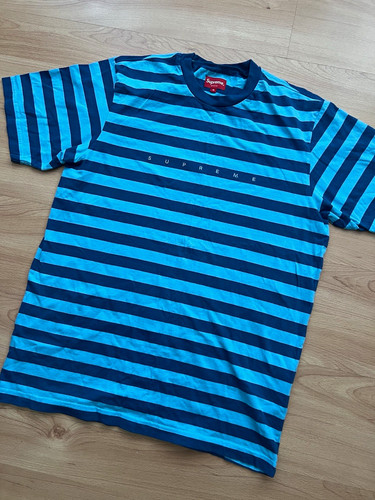 Supreme striped logo tee - , blue