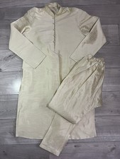 Mens Cream Gold Kurta Pajama