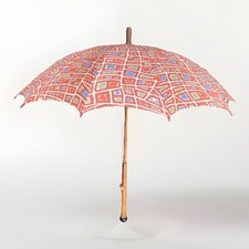 Antique Early 20th Century Block Print Ladies Parasol