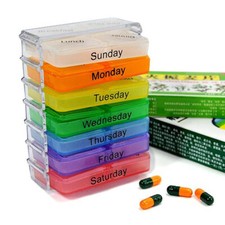 Pill Box Daily Organiser Medicine Tablet Storage Dispenser 7 Day Weekly Gifts