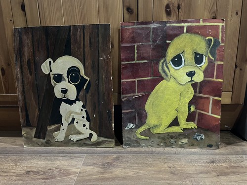 Vintage oil paintings big eyed - vintage,