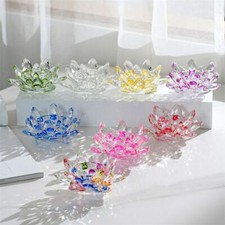 Crystal Lotus Candle Holder Glass Flower Tea Light Holder Tealight Candlestick
