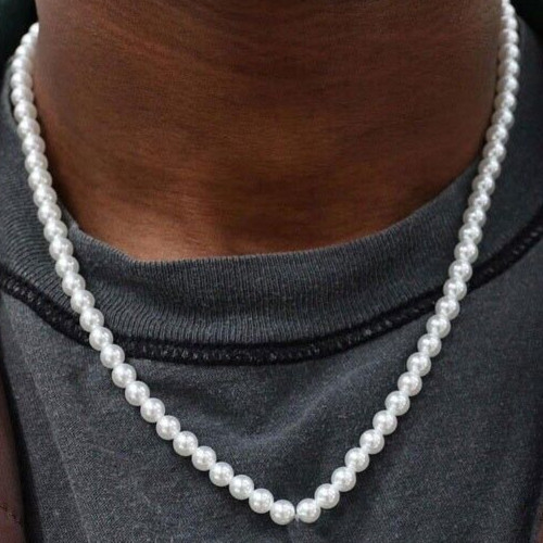 Loose choker 10mm - faux, pearl
