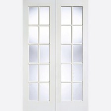Internal GTPSA White Primed Rebated Pairs with Clear Bevelled Glass Doors