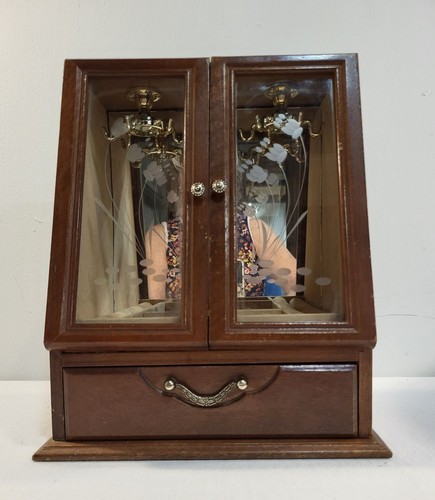 Vintage wooden jewelry armoire - vintage,