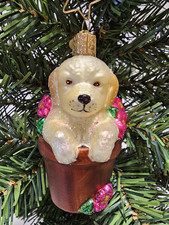 Puppy In Flower Pot Vintage
