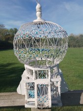 Large Vintage Moroccan Wire Work Wooden Bird Cage Plant Holder Flowers 24" High