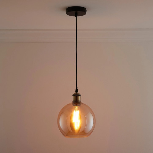 Amber coloured glass sphere - glass,