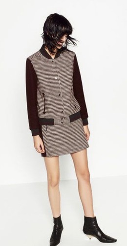 Zara burgundy dogtooth bomber - zara,