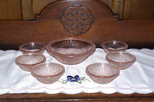 7 Piece Dessert Fruit Set Pink Peach Art Deco Dishes Ice Cream Sundae Bowls