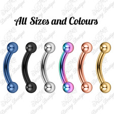 Curved Eyebrow Bar Barbell Curve Banana Cartilage Ear Piercing Navel anodised 