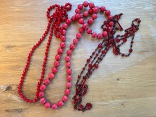 Three Vintage Red Beaded