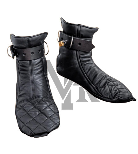 Leather padded ankle cuffs - leather,