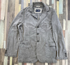 Armani Jeans Men's Suede Jacket Size 40" Grey Single Breasted V Neck Blazer