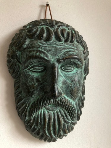 Terracotta mask wall plaque - terracotta,