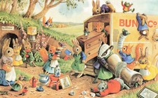 Racey Helps Moving Day Postcard Medici Society Animals Art Collectable