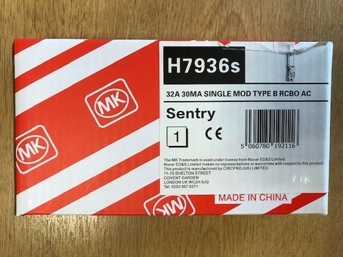 Sentry 32a rcbo - h7936s, type