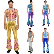 UK Men Disco Bodysuit Metallic