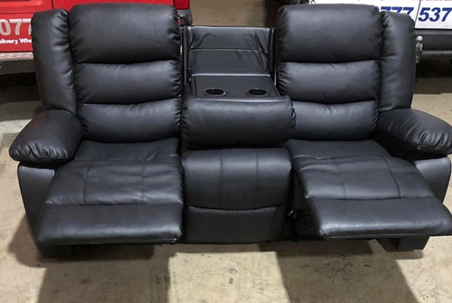 Black faux leather seater - black,