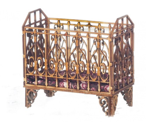 Dolls house ornate crib cot - ornate,