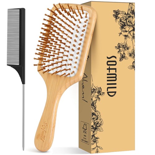 Hair brush bamboo wooden - hair,