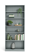 Home Maine Bookcase - Grey | Modern Tall Storage Shelf for Books Living Room