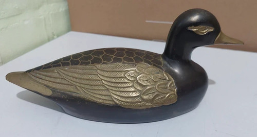 Vintage brass duck 25cm - vintage,